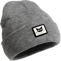 Camerazar Ženska topla kapica s črtami in mačko, siva, akrilna pletenina, univerzalna velikost