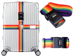 Camerazar Varnostni pas za kovček s geslom s sponko, mavričen, polipropilenski najlon, 200 cm