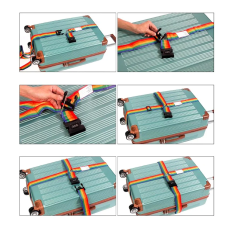 Camerazar Varnostni pas za kovček s geslom s sponko, mavričen, polipropilenski najlon, 200 cm