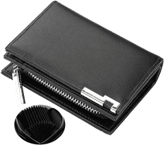 Camerazar Elegantna moška denarnica za kartice, črna, ekološka usnja, 12x9x3.5 cm