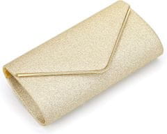Camerazar Elegantna brokatna večerna torbica čez ramo, zlata, sintetična koža, 23x12 cm