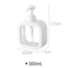 Camerazar Dispenzer za tekoče milo 300 ml, bel s prozornim panelom, plastičen, dimenzije 10,2 x 7,5 cm