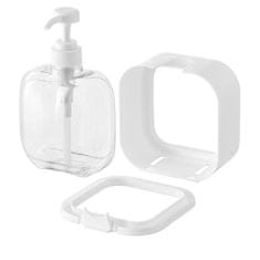 Camerazar Dispenzer za tekoče milo 300 ml, bel s prozornim panelom, plastičen, dimenzije 10,2 x 7,5 cm