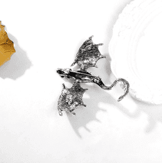 Camerazar Broška z modrim zmajem, okrašena z zirconi, zlatarna zlitina, 7x6,1 cm