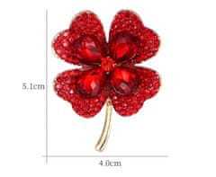 Camerazar Elegantna zlata broška s motivom štiriletnika, okrašena s kubičnimi cirkoni, iz zlatarstva, 4x5.1 cm