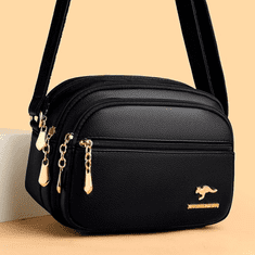 Camerazar Prostrana ženska torba iz trde ekokože z nastavljivim trakom in zlatim okovjem, 22x17x8 cm