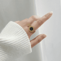 Camerazar Eleganten zlat prstan z motivom rimskih ur, kirurška jeklina 316L, velikost 8