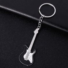 Camerazar Rockovski obesek za ključe v obliki kitare, cinkova zlitina, 7x2,5 cm