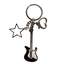 Camerazar Rockovski obesek za ključe v obliki kitare, cinkova zlitina, 7x2,5 cm