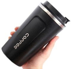 Camerazar Termoska za kavo COFFEE hermetična, kirurška jeklena in trda plastika, 510 ml, 17 cm višina