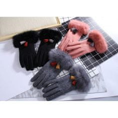 Flamenco Mystique Elegantne Rokavice z Resicami, Siva, Umetno Krzno, 22 cm x 9,5 cm