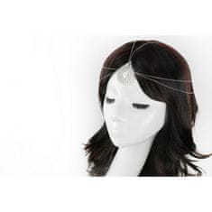 Flamenco Mystique Boho diadem s okrasnim Tikka, srebrna roseta, zlata barva