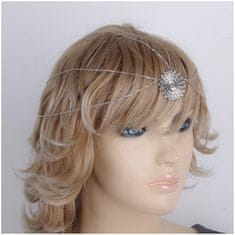 Flamenco Mystique Boho diadem s okrasnim Tikka, srebrna roseta, zlata barva
