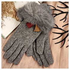 Flamenco Mystique Elegantne Rokavice z Resicami, Siva, Umetno Krzno, 22 cm x 9,5 cm