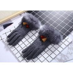 Flamenco Mystique Elegantne Rokavice z Resicami, Siva, Umetno Krzno, 22 cm x 9,5 cm