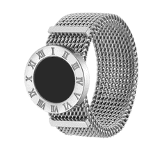 Camerazar Srebrn prstan iz kirurškega jekla z rimskimi številkami in urinim številčnico