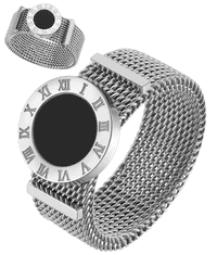 Camerazar Srebrn prstan iz kirurškega jekla z rimskimi številkami in urinim številčnico