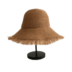 Camerazar Elegantna damska boho slamnata kapa za plažo - bežna barva, velikost M