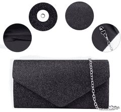 Camerazar Elegantna črna večerna ženska torbica čez ramo, sijoč material