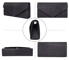 Camerazar Elegantna črna večerna ženska torbica čez ramo, sijoč material