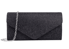 Camerazar Elegantna črna večerna ženska torbica čez ramo, sijoč material