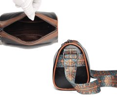 Camerazar Elegantna črna usnjena ženska torbica čez ramo postbag