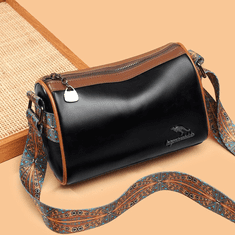 Camerazar Elegantna črna usnjena ženska torbica čez ramo postbag