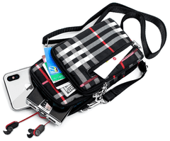 Camerazar Prostoren organizator za telefon, torba preko rame, karirasti vzor, črna