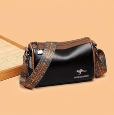 Camerazar Elegantna črna usnjena ženska torbica čez ramo postbag