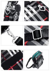 Camerazar Prostoren organizator za telefon, torba preko rame, karirasti vzor, črna