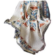 Flamenco Mystique BOHO karirana deka, dvostrani prekrivač s resicama 130x180cm KOC15WZ3
