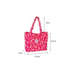 Flamenco Mystique Velika platnena torba 58x44x10cm roza z motivom panterja TP16