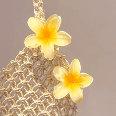 Camerazar Kombinacija 3 zatičev za lase z rožnatim motivom - rumene plažne