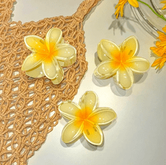 Camerazar Kombinacija 3 zatičev za lase z rožnatim motivom - rumene plažne