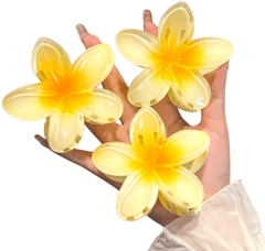 Camerazar Kombinacija 3 zatičev za lase z rožnatim motivom - rumene plažne