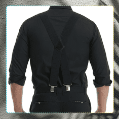 Camerazar Elastične široke črne moške suspenderje močne za elegantne hlače