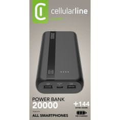 CellularLine Entry prenosna baterija, 20000mAh, črna (PBENTRY20000K)
