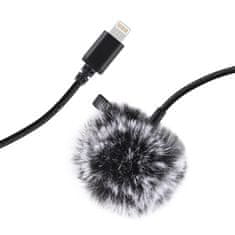 Puluz PU426 Lavalier mikrofon s sponko Lightning 1,5 m, črna