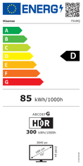 Hisense 75U8Q 4K Ultra HD televizor, 189 cm, Smart TV