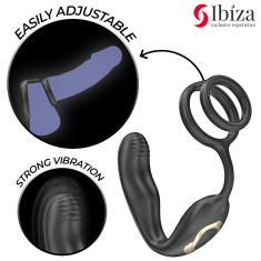 Ibiza VIBRACIJSKI ANALNI ČEP Z OBROČKOM ZA PENIS Ibiza