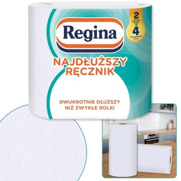 Regina REGINA najdaljša papirnata brisača, zelo učinkovita 2 zvitka, odobrena s strani PZH (Nacionalni inštitut za higieno) 1 paket