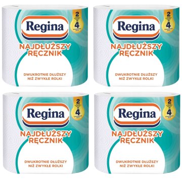 Regina REGINA najdaljša papirnata brisača, zelo učinkovita 2 zvitka, odobrena s strani PZH (Nacionalni inštitut za higieno) 4 paket