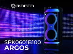 Manta SPK0601B100 Argos prenosni karaoke zvočnik, BT, RGB LED, 100 W