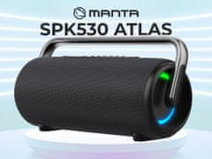 Manta SPK530 Atlas prenosni Boombox zvočnik, BT 5.3, RGB LED, IPX6, 200 W
