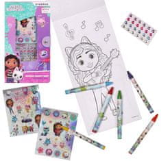 DreamWorks Gabby's Dollhouse KOMPLET za barvanje, NALEPKE + POBARVANKE + BARVICE + DIAMANTI, potovalni komplet za avto 