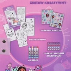 DreamWorks Gabby's Dollhouse KOMPLET za barvanje, NALEPKE + POBARVANKE + BARVICE + DIAMANTI, potovalni komplet za avto 