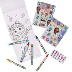 DreamWorks Gabby's Dollhouse KOMPLET za barvanje, NALEPKE + POBARVANKE + BARVICE + DIAMANTI, potovalni komplet za avto 