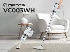 Manta VC003WH pokončni sesalnik, 2v1, 600W, 1L posoda, 2 nastavka, +dodatki, bel (Pure White)