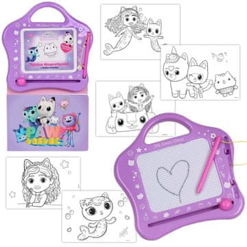 DreamWorks Gabby's Dollhouse Magnetna tabla za suho brisanje + marker, priročna POBARVANKA, potovalni KOMPLET za avto