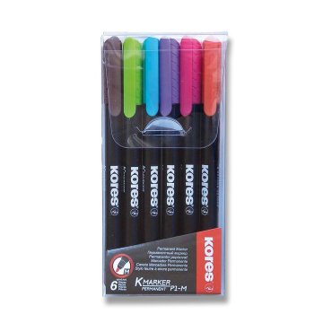 Kores Permanentni marker K-Marker - set 6 barv, tanka konica M